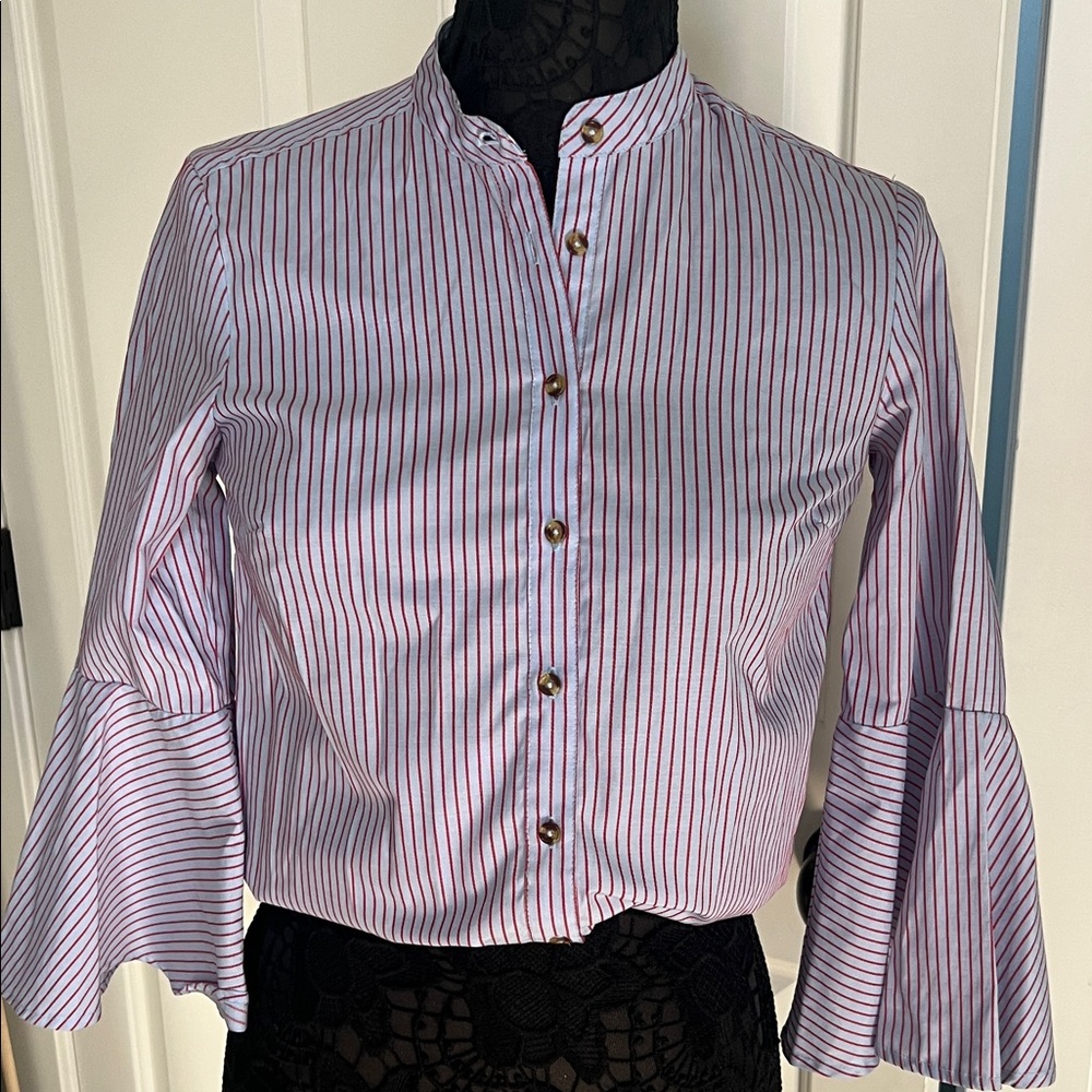 Maeve Striped Bell Sleeve Blouse